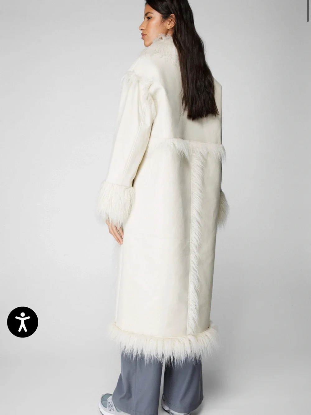 NWT NastyGal Faux Leather Fur Longline Coat